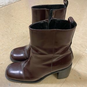 Burgundy Patent Leather Ankle Boots